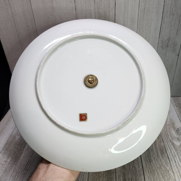 Vintage Japanese Checkered Tiled Decor Serving Tray Platter with Metal Handle - Picture 6 of 10